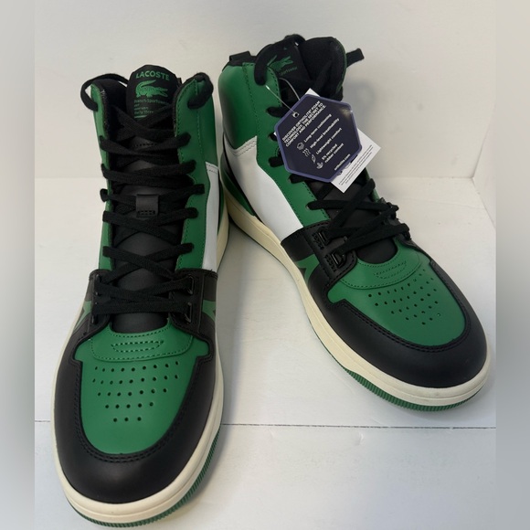 Lacoste Green/White/Black Leather Sneakers L001 MID Men's Size 11 New NIB - Picture 1 of 5